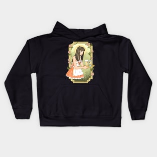 sad waiter girl. art niveau. roses. Kids Hoodie